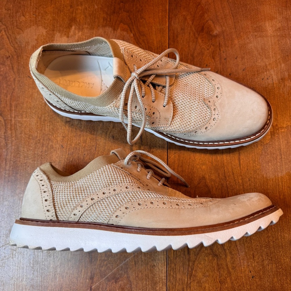 J. Murphy Wingtip Oxford Men 10M Tan Hybrid‎ Dress Sneaker Mesh 59-10838 Brogue